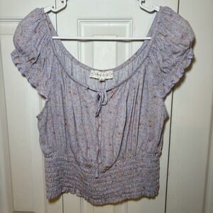 Hippie Rose Floral Peasant‎ Cottagecore Fairy Smocked Ditsy Top Stretch XL